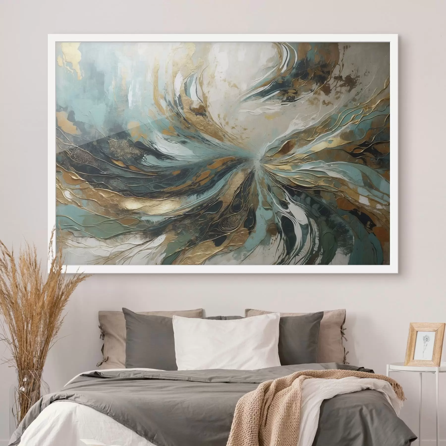 Papier peint photo Abstraction turquoise avec lignes f47258