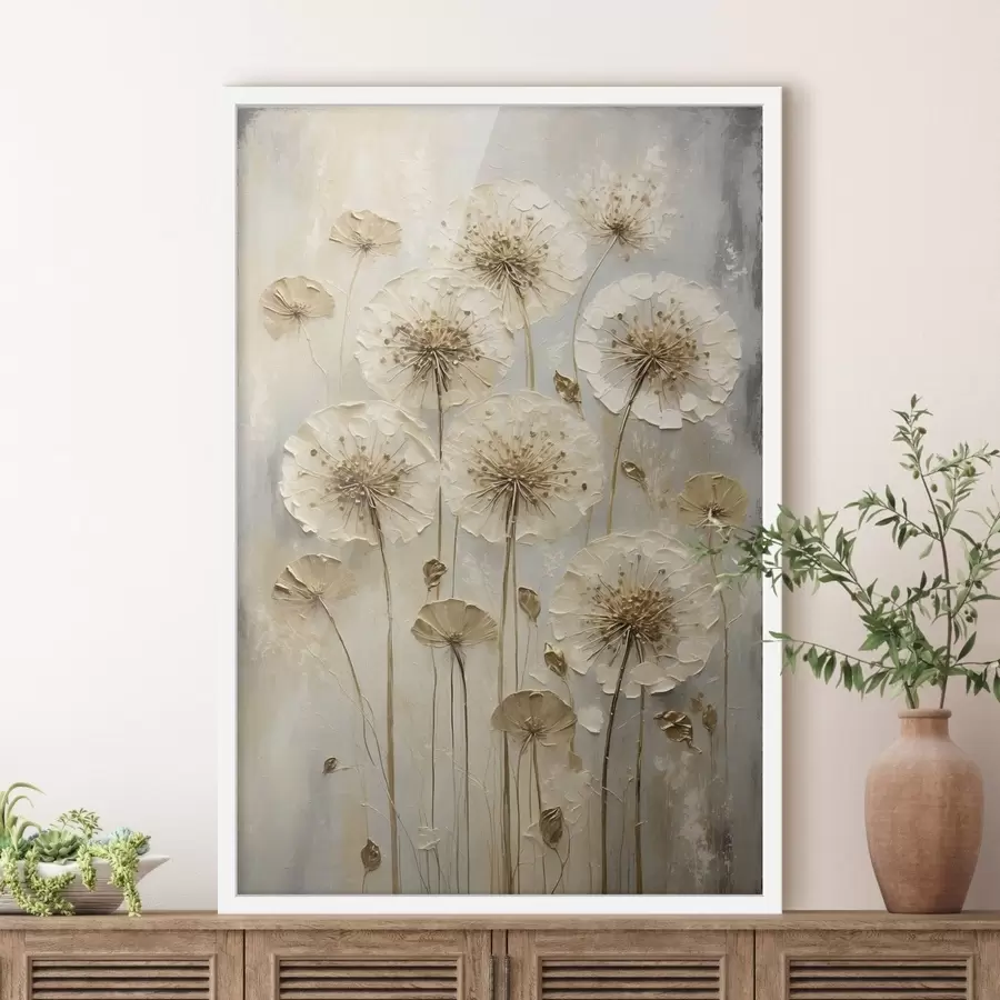 Papier peint photo Grandes fleurs crème sur fond clair f47282