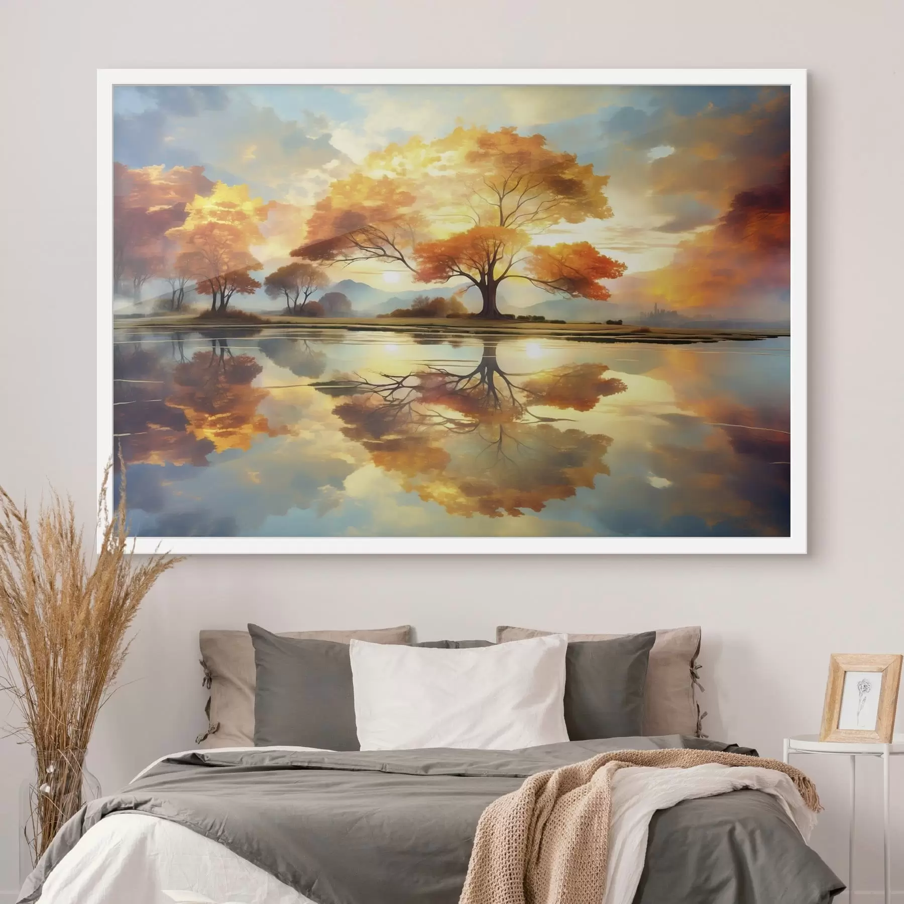 Fotobehang Levendige bomen weerspiegeld in het water f47287