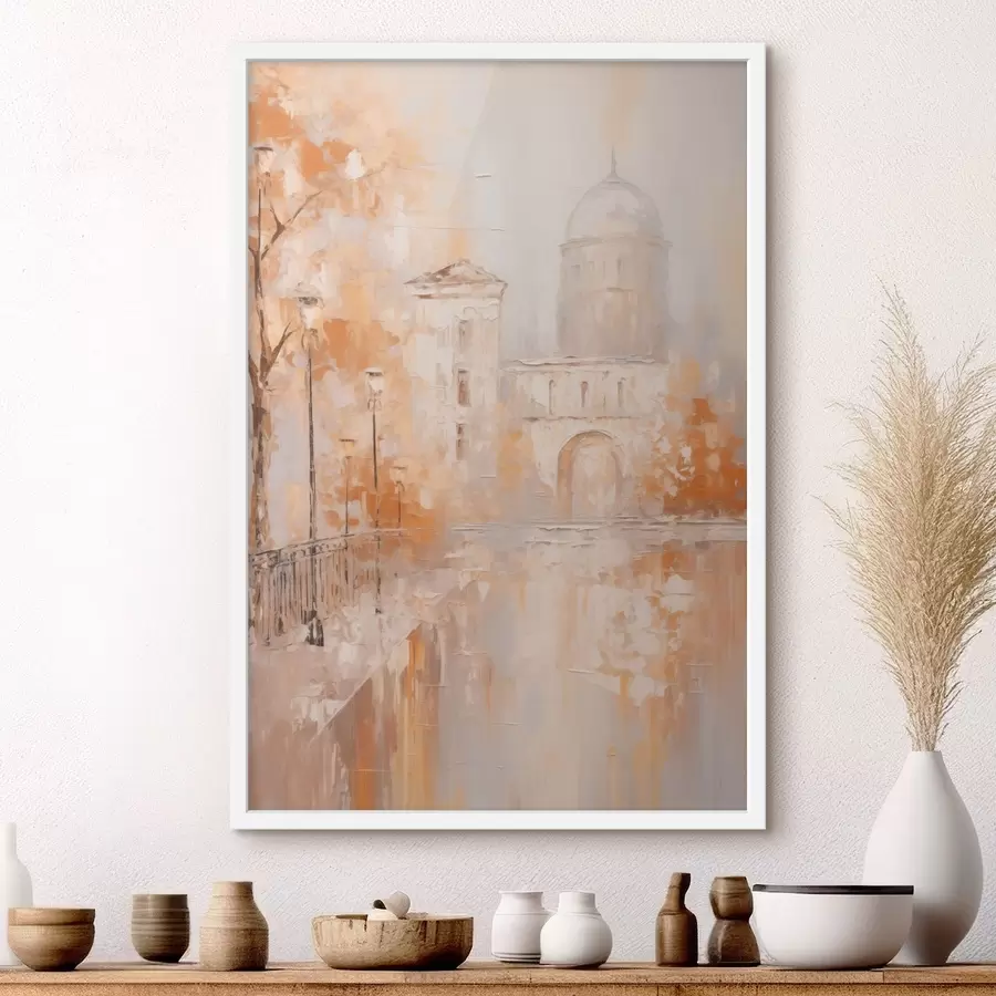 Papier peint photo Scène urbaine avec une arche aux teintes chaudes f47303