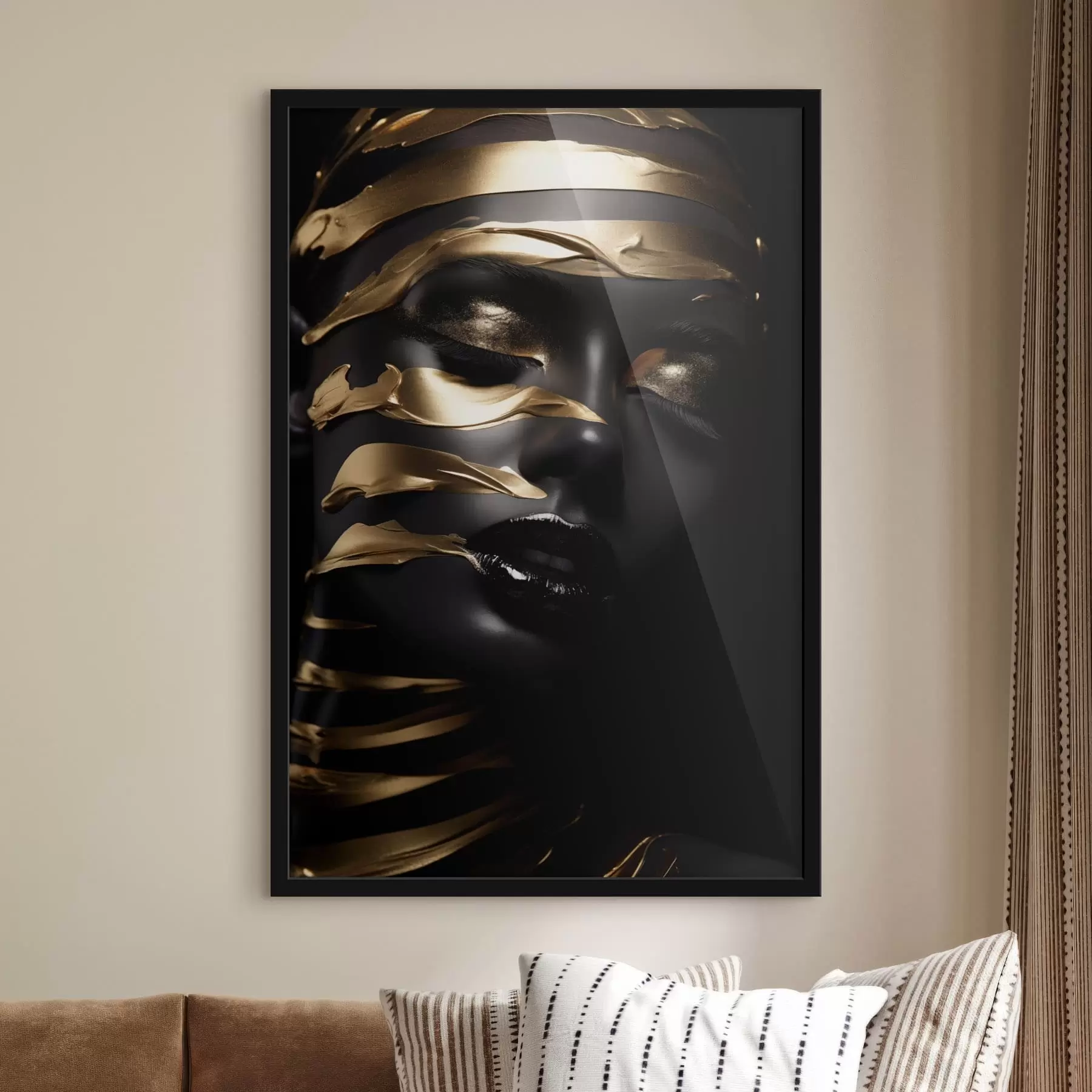Fotobehang Gezicht met donkere tint en strepen f47321