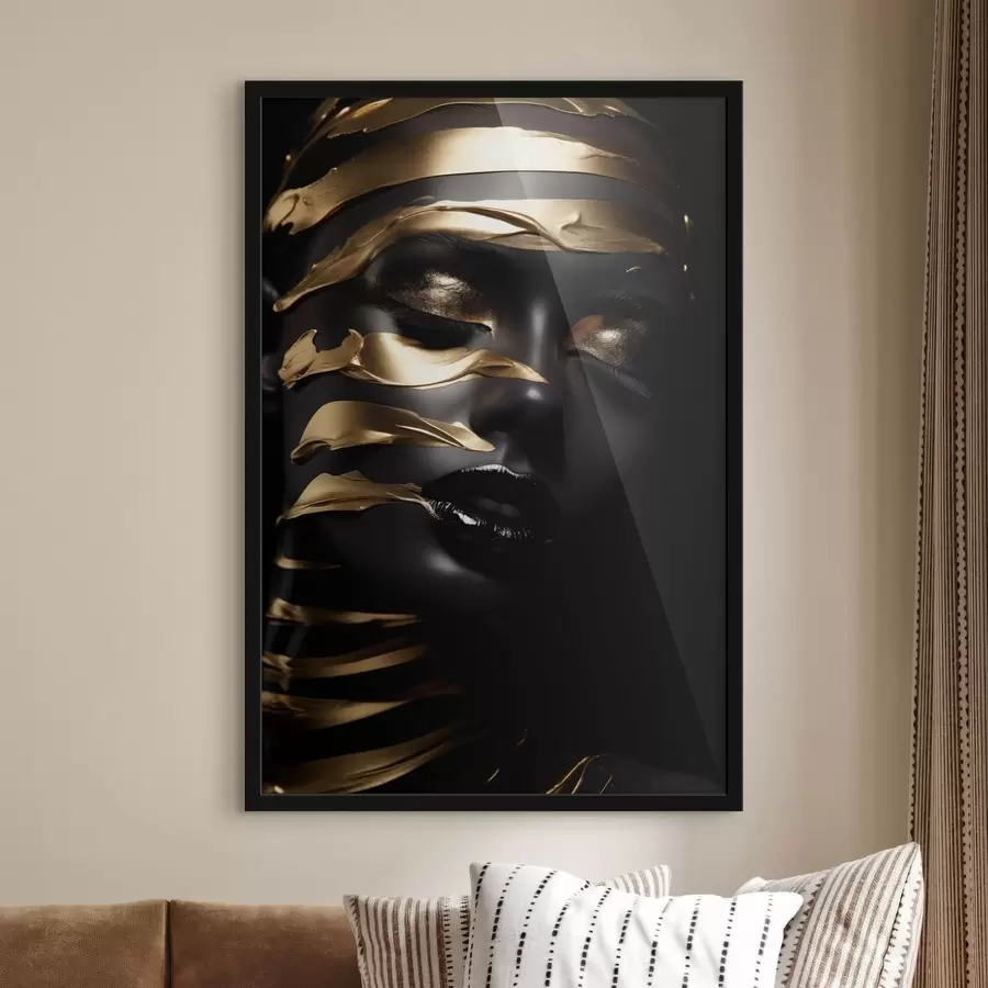 Papier peint photo Visage avec teint foncé et rayures f47321