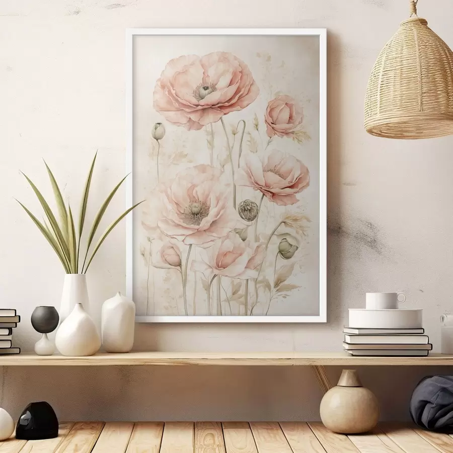 Papier peint photo Fleurs délicates dans des tons rose pâle f47756