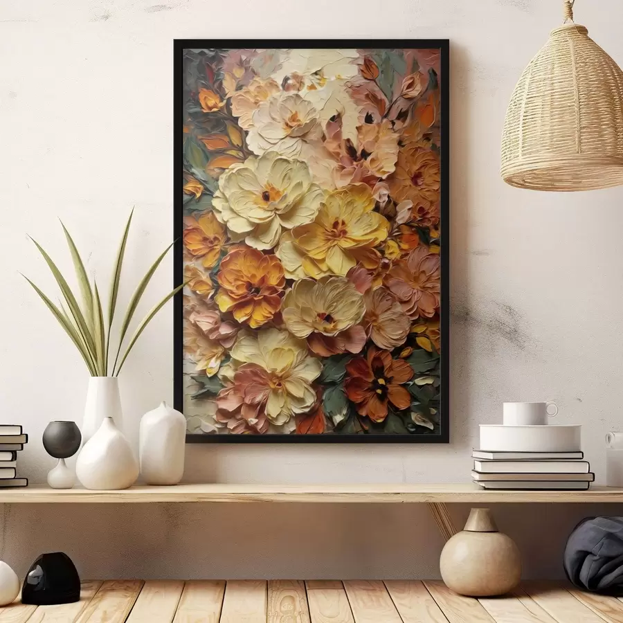 Papier peint photo Composition luxuriante de fleurs éclatantes aux teintes chaudes f47760