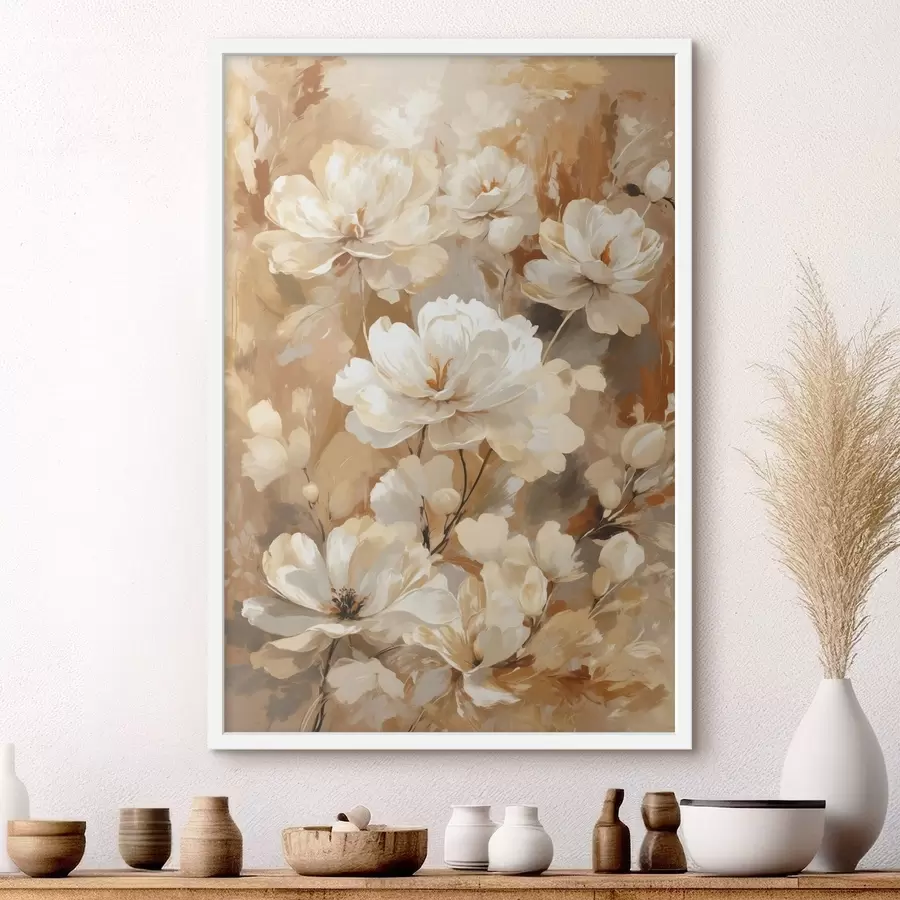 Papier peint photo Grandes fleurs claires peintes à grands traits f47761