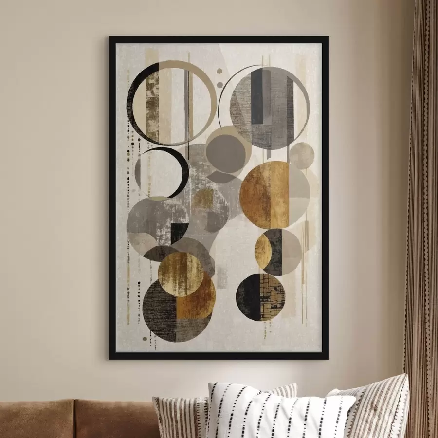 Papier peint photo Cercles abstraits dans des tons chauds et neutres f47766