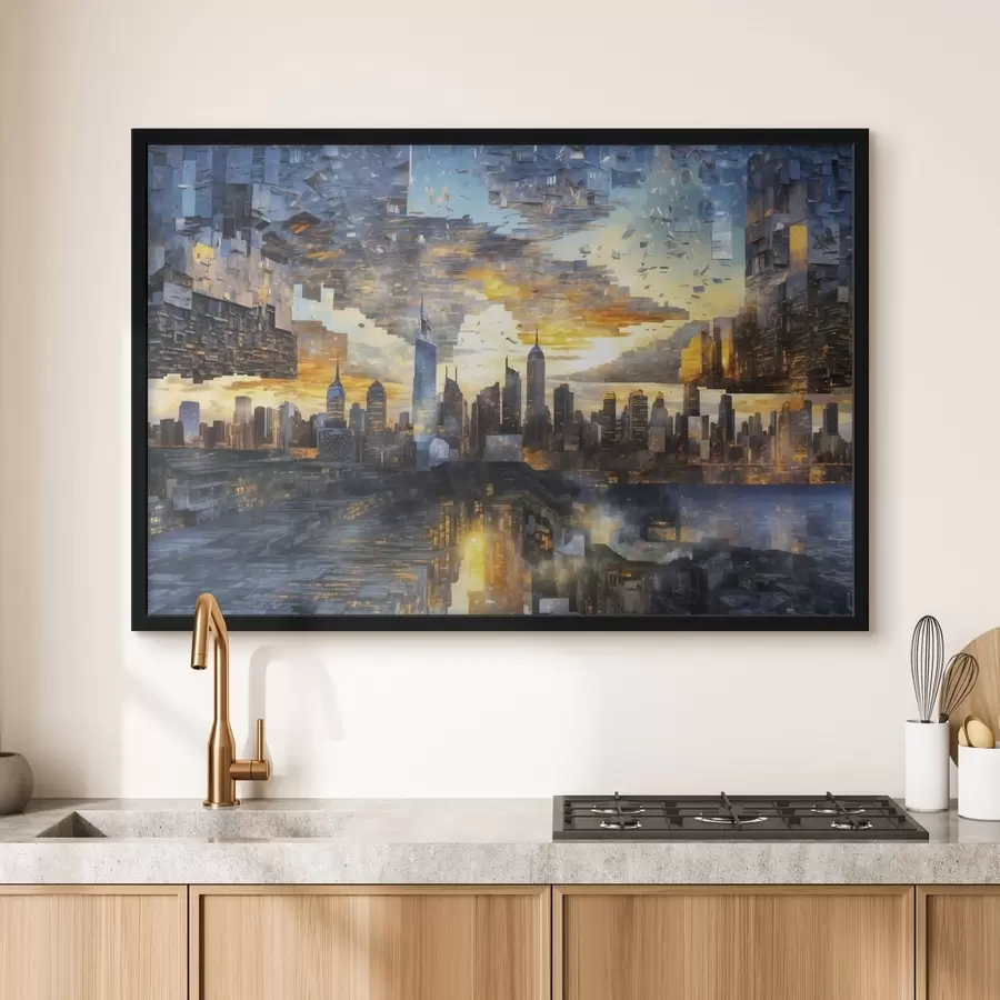 Papier peint photo Paysage urbain fantastique avec un ciel fragmenté f47768