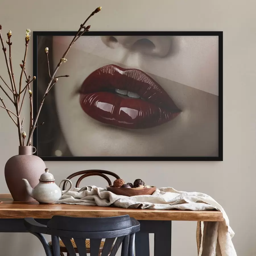 Papier peint photo Gros plan sur des lèvres rouges brillantes f47772