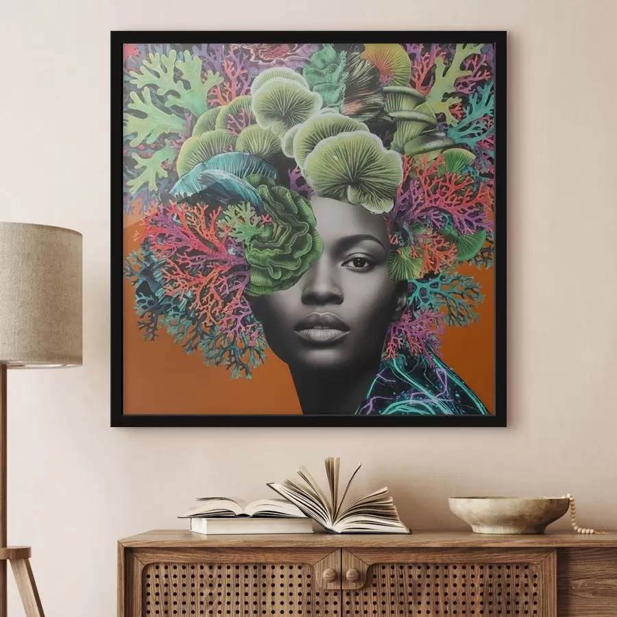 Papier peint photo Portrait psychédélique avec des champignons f47787