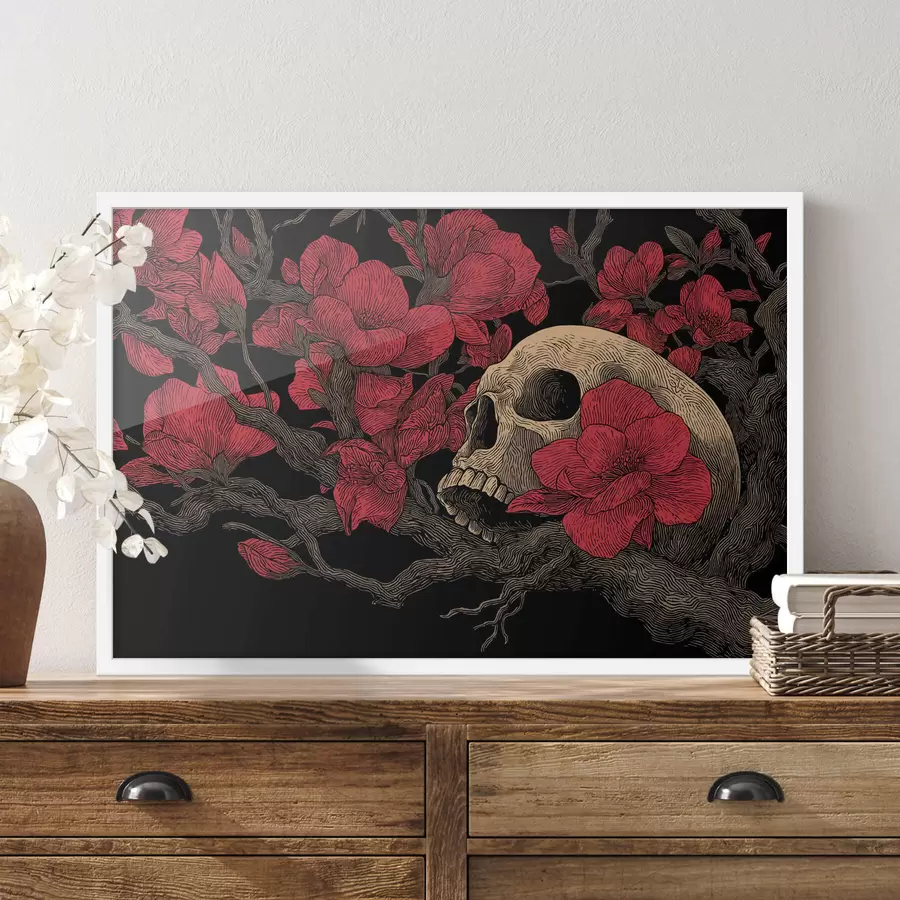 Fotobehang Schedel met bloemen f47797