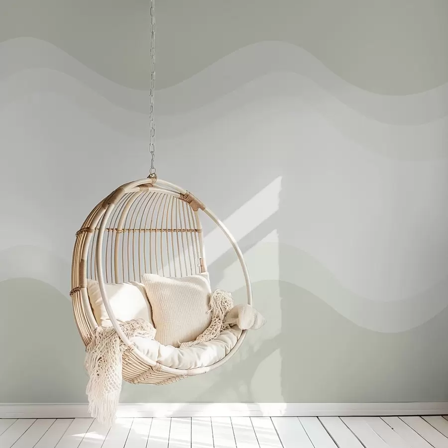 Fotobehang Abstracte golven in lichtgroen palet w05132v1