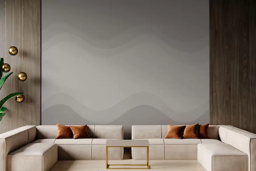 Fotobehang Abstracte golven in neutraal beige kleurenpalet w05132v3