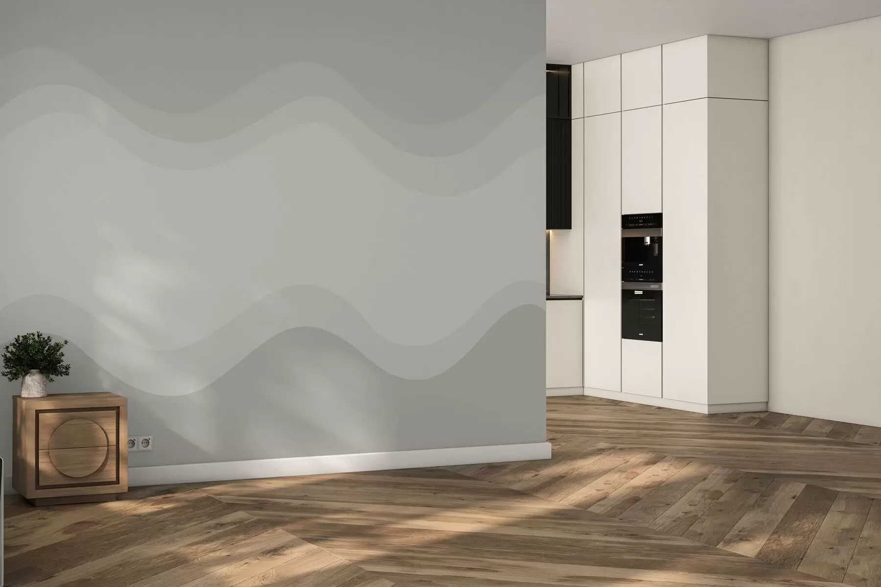 Papier peint photo Vagues abstraites dans une palette beige neutre w05132v3