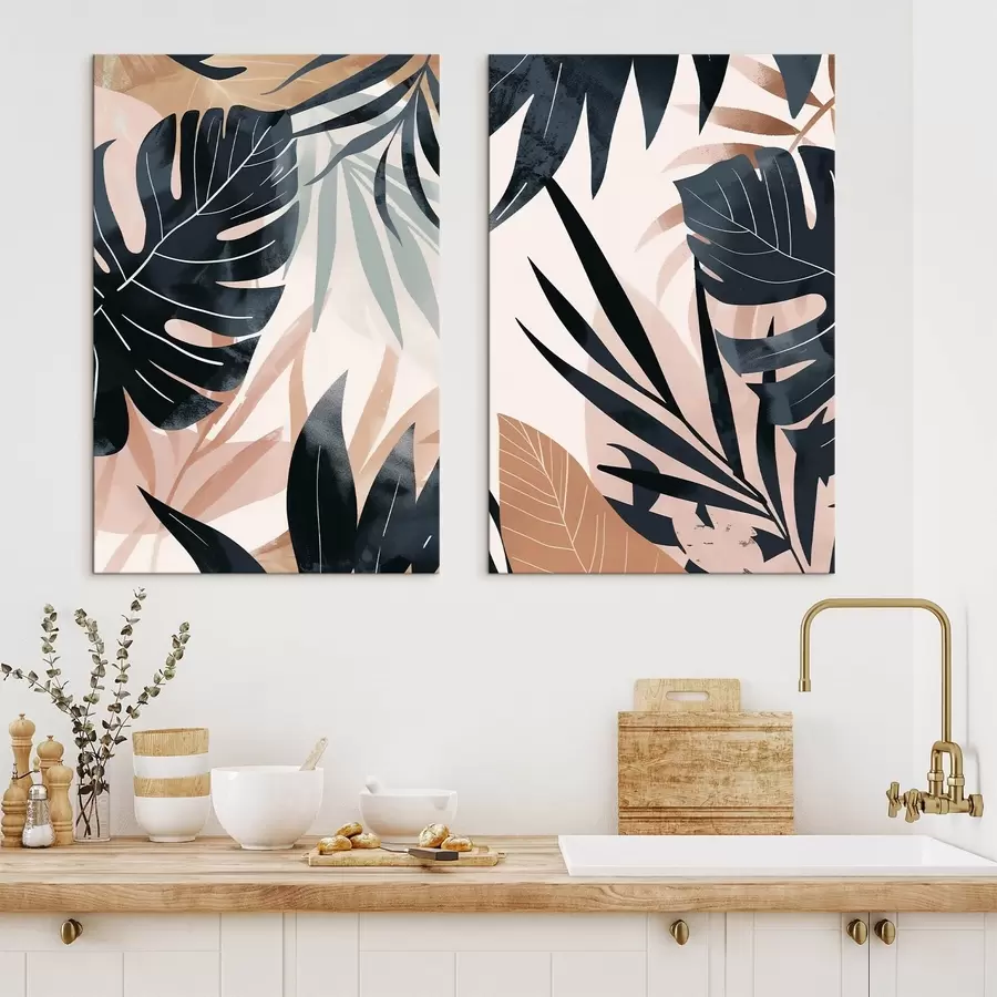 Fotobehang Verscheidenheid aan tropische bladeren m01311