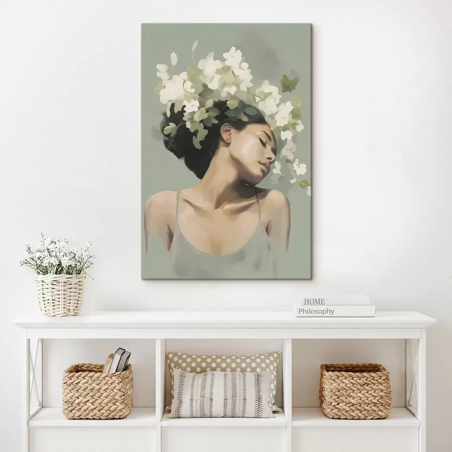  Peintures Fille avec une couronne de fleurs s47806