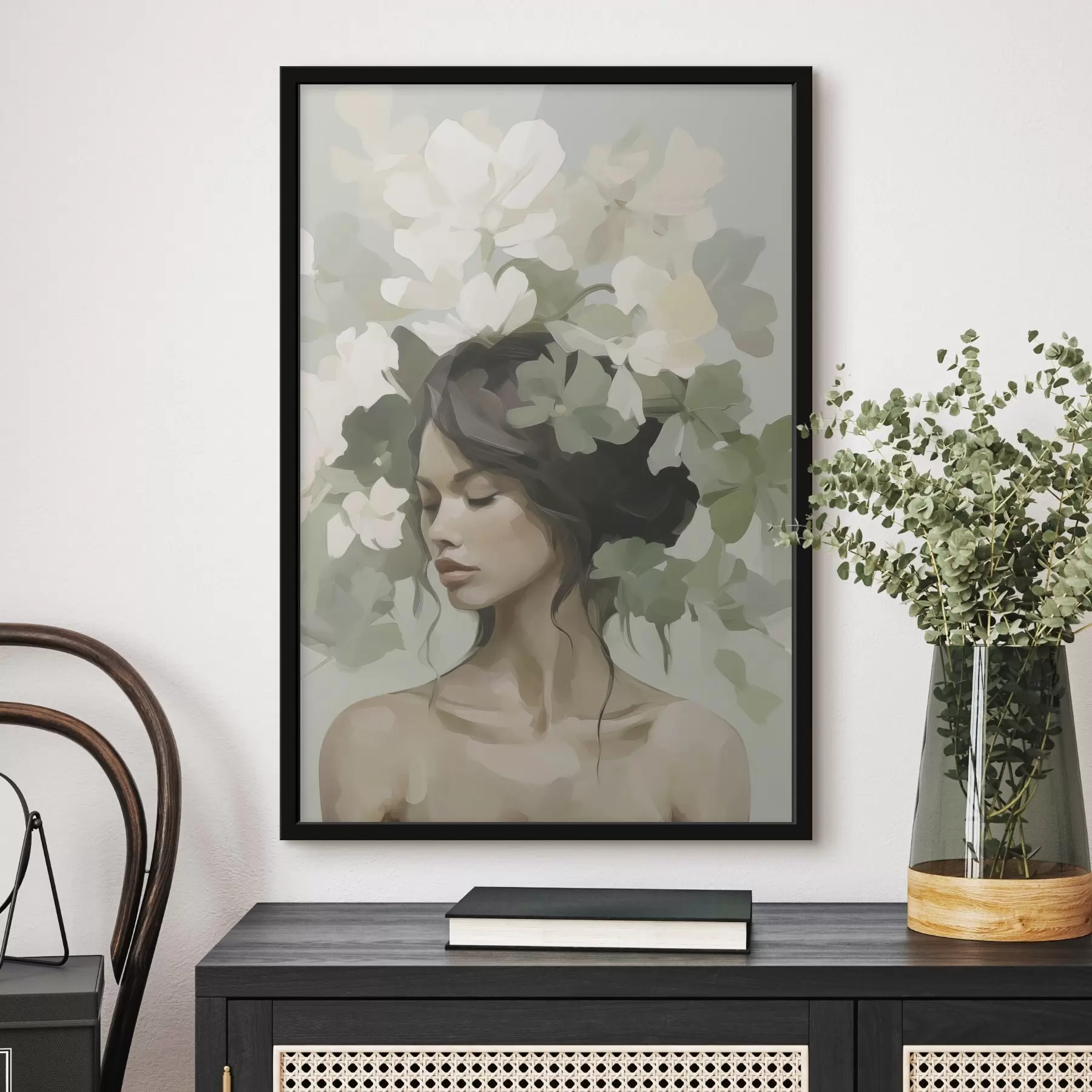 Papier peint photo Portrait d'une jeune fille avec une couronne de fleurs f47807