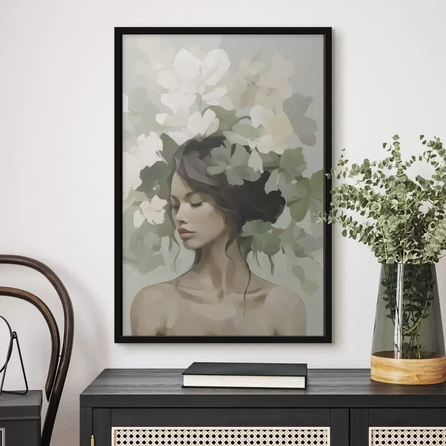 Fotobehang Portret van een meisje met een bloemenkrans f47807