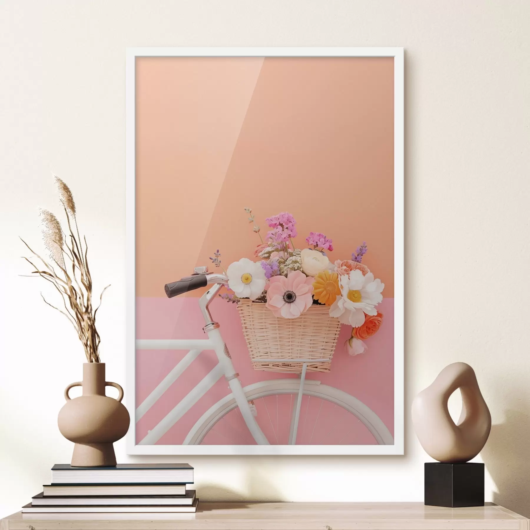 Fotobehang Bloemenmand in Provençaalse stijl, fiets f47895