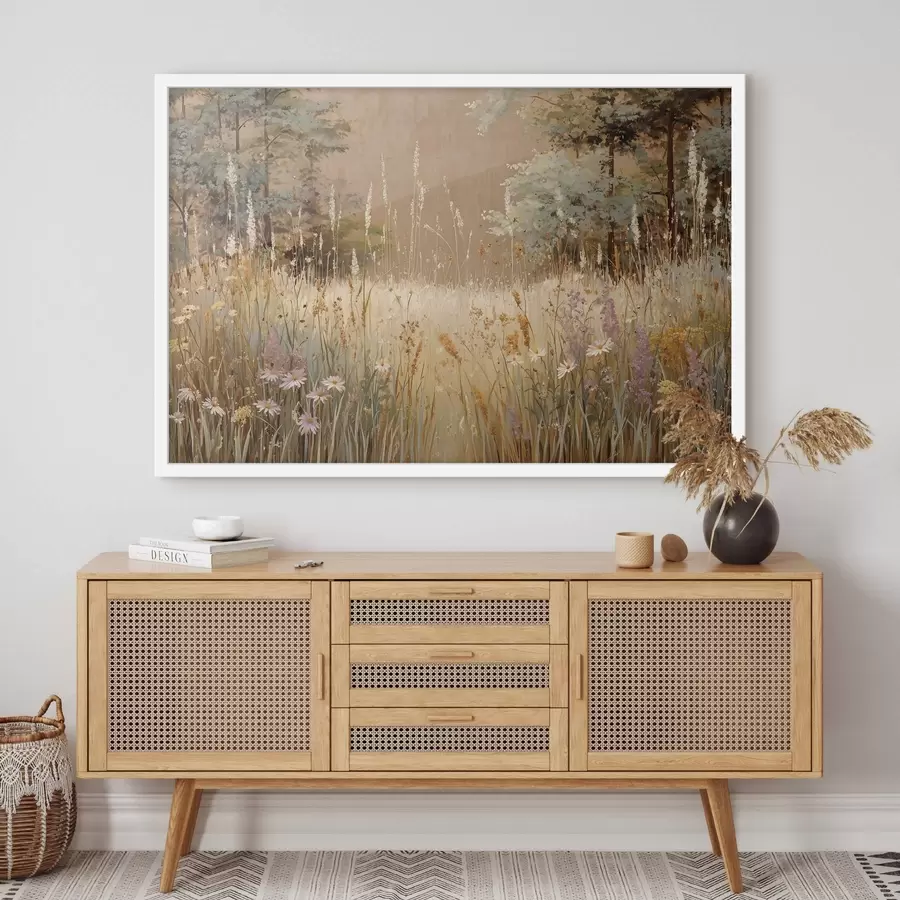 Fotobehang Wilde bloemen op een gazon f47887