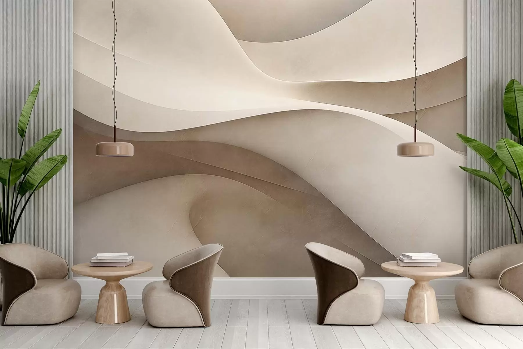 Papier peint photo Mur abstrait, vagues w09694