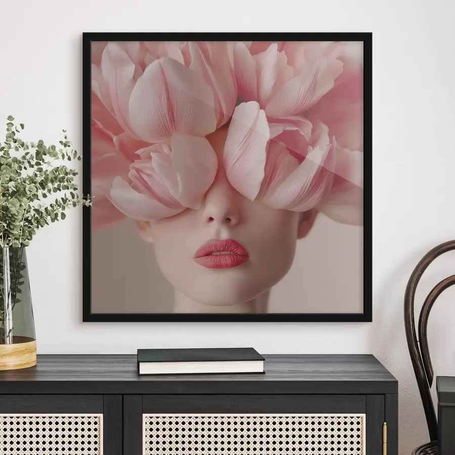 Papier peint photo Portrait de femme avec des pétales roses f47920