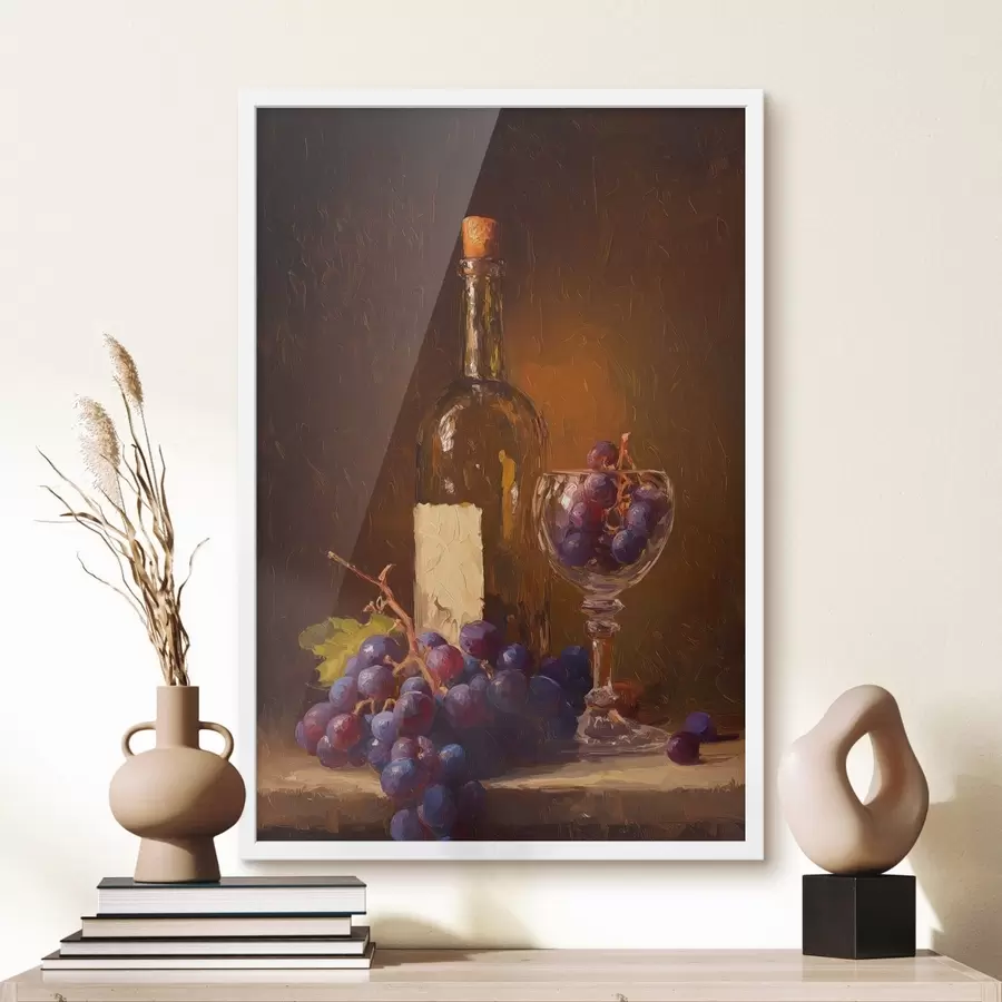 Papier peint photo Nature morte avec du vin et des raisins f47922