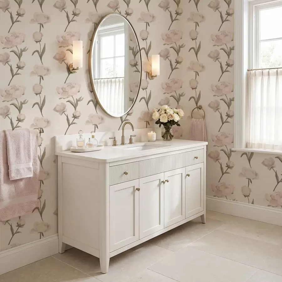 Papier peint photo Pivoines rose pâle sur fond clair a01114