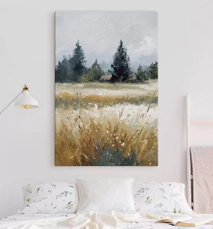 Fotobehang Veldplanten, imitatie-olieverfschilderij s48010