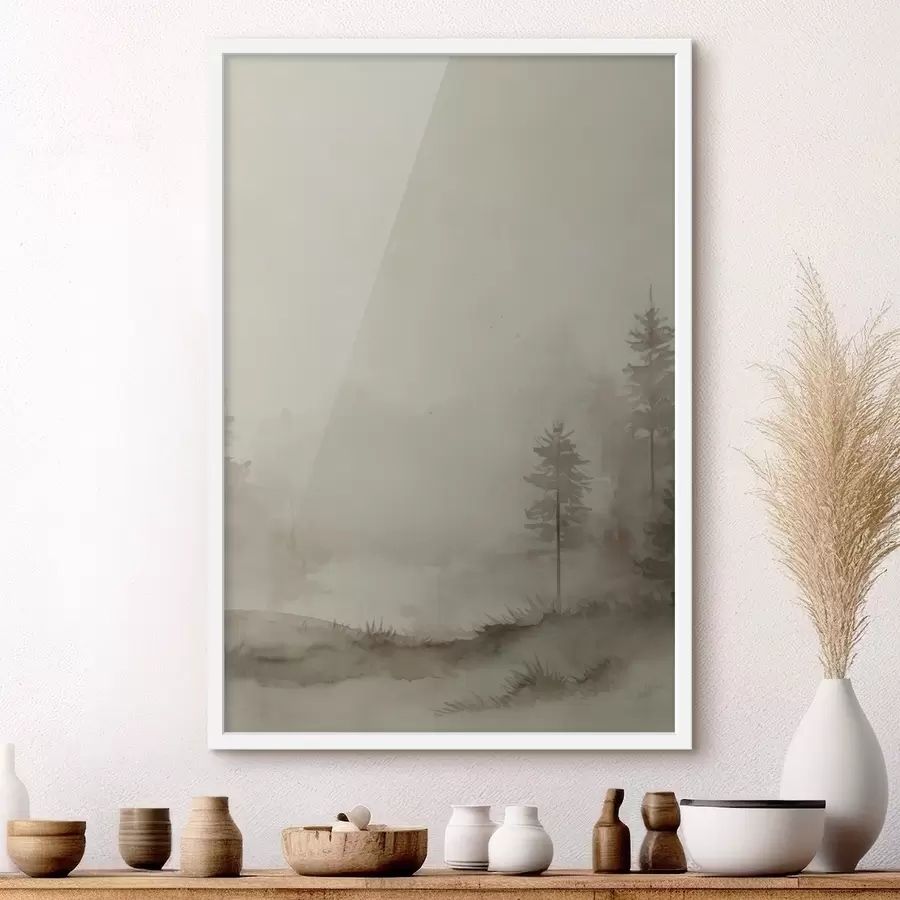 Papier peint photo Forêt de conifères, imitation aquarelle f47997