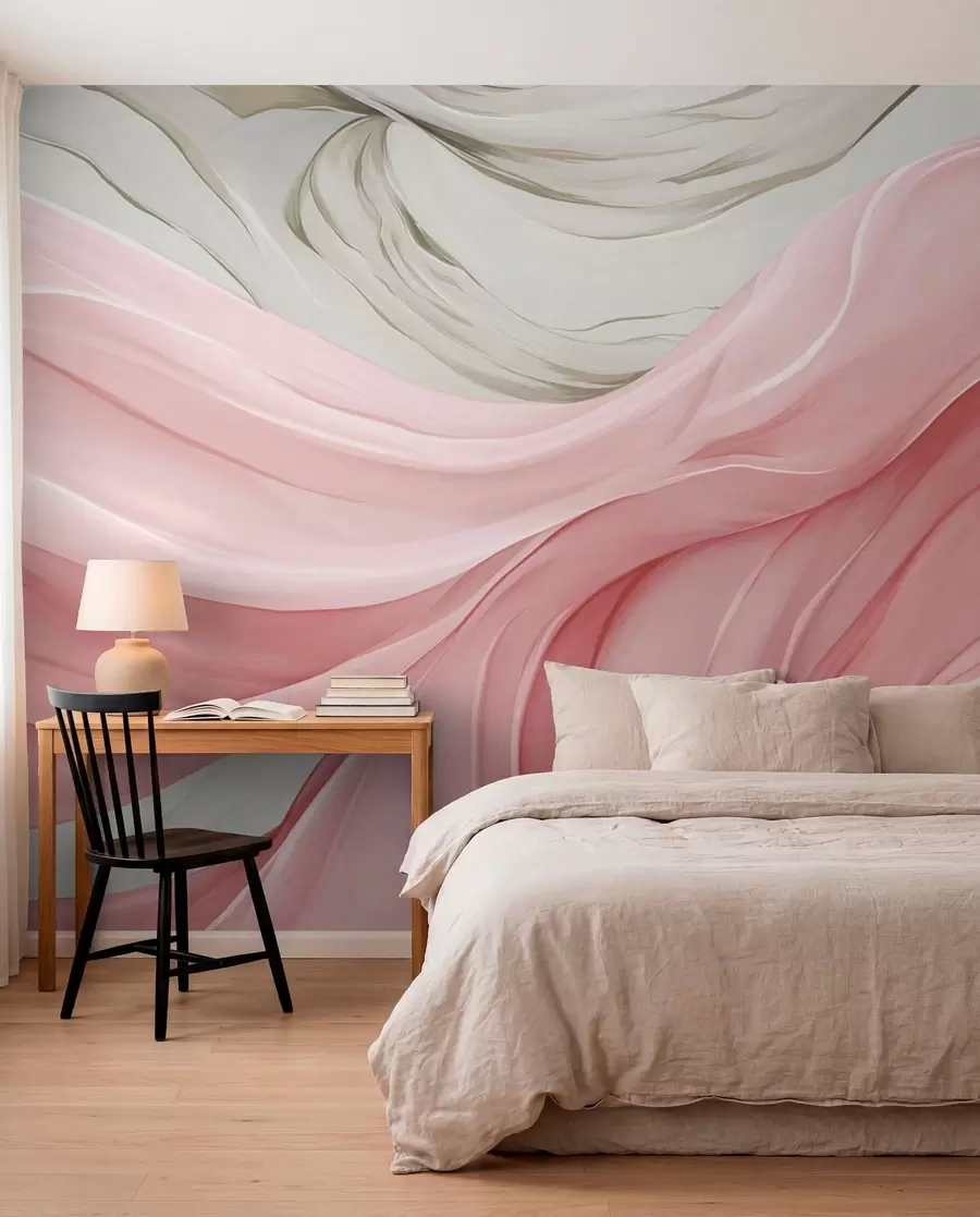 Papier peint photo Vagues de tissu rose fluide w05152v2