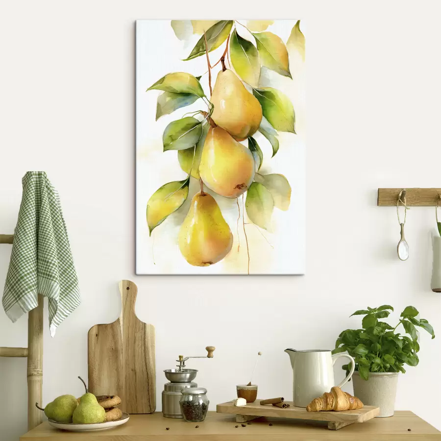  Peintures poires jaunes juteuses peintes à l'aquarelle s47931