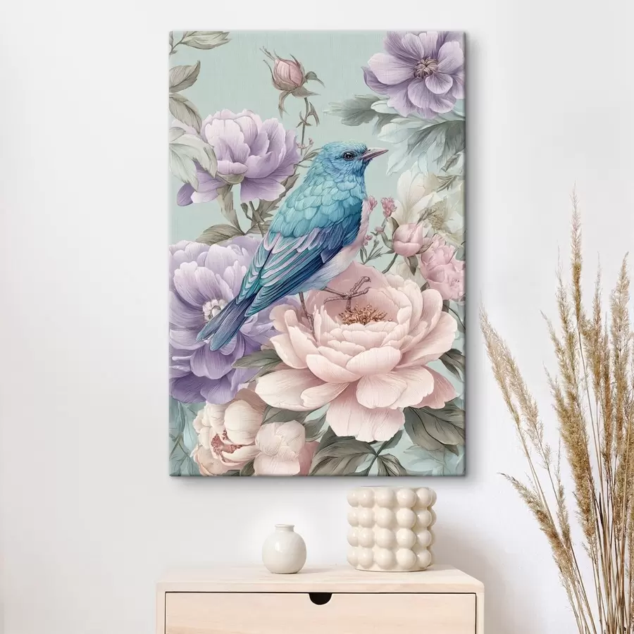  Peintures oiseaux chantant dans les roses s47943