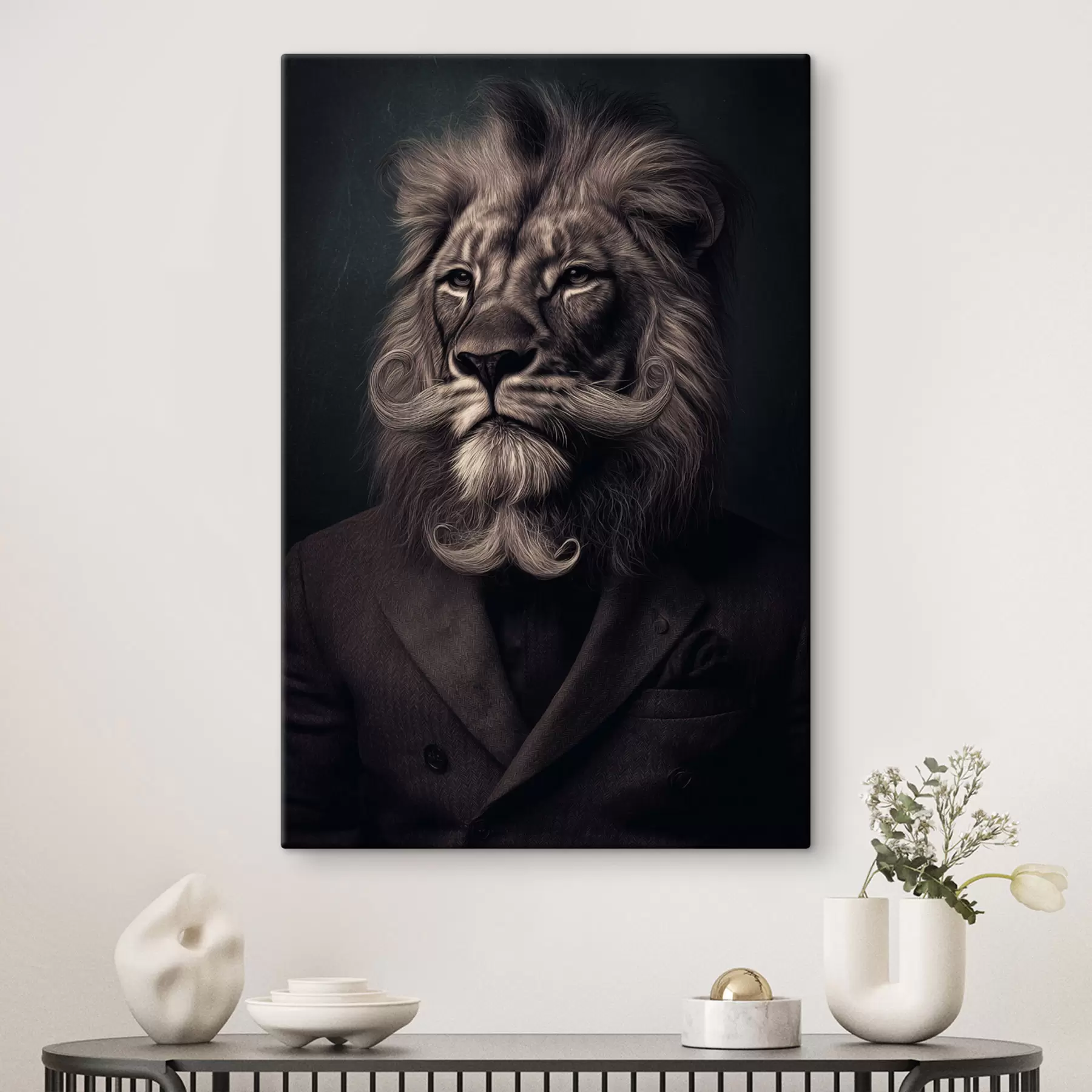  Peintures lion avec une barbe de barbier s47947