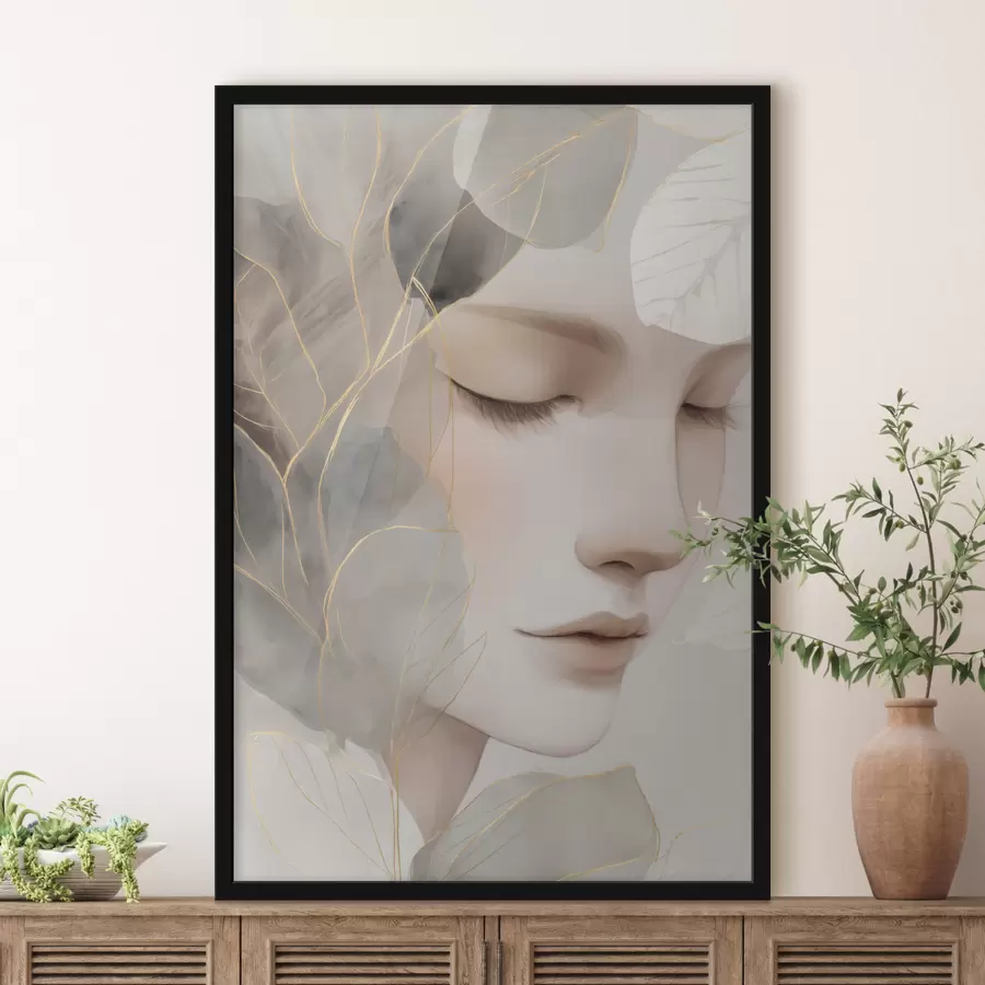 Papier peint photo fille dans les feuilles f47937