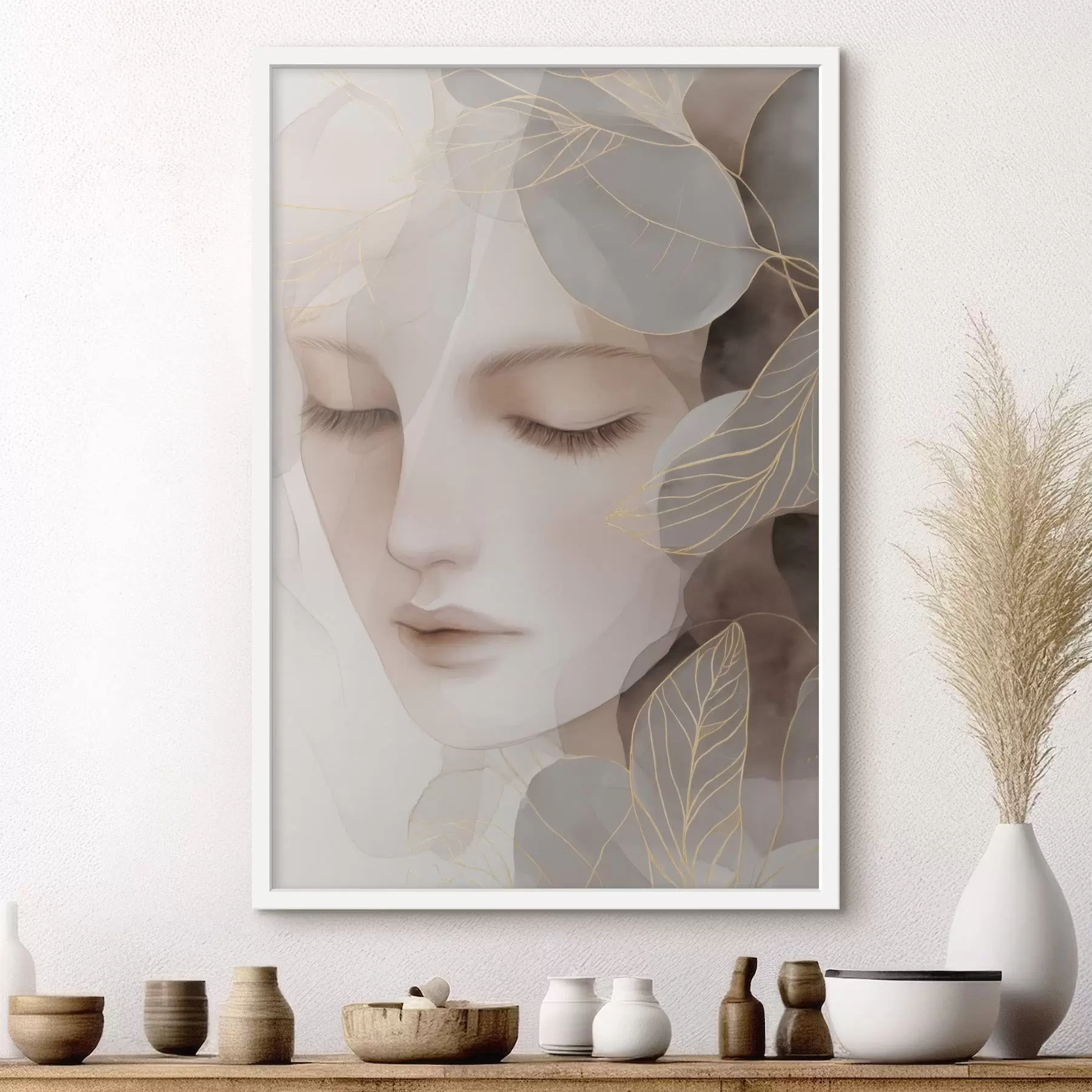 Papier peint photo fille dans les feuilles f47938