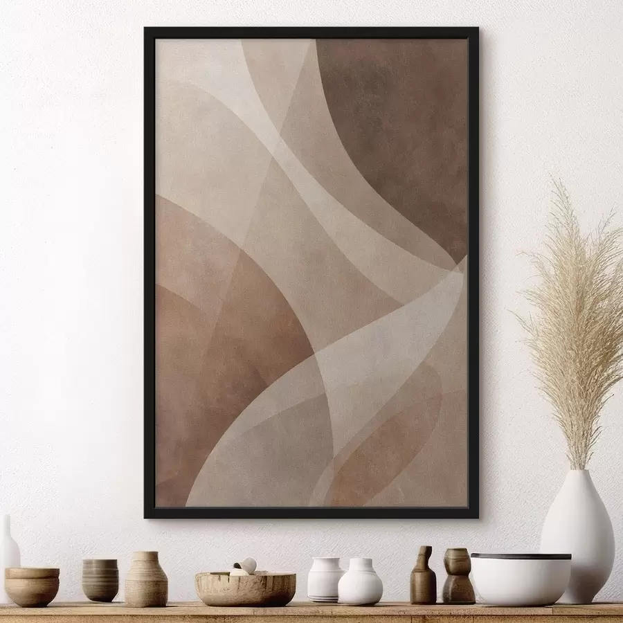 Papier peint photo vagues abstraites dans des tons chocolat f47948