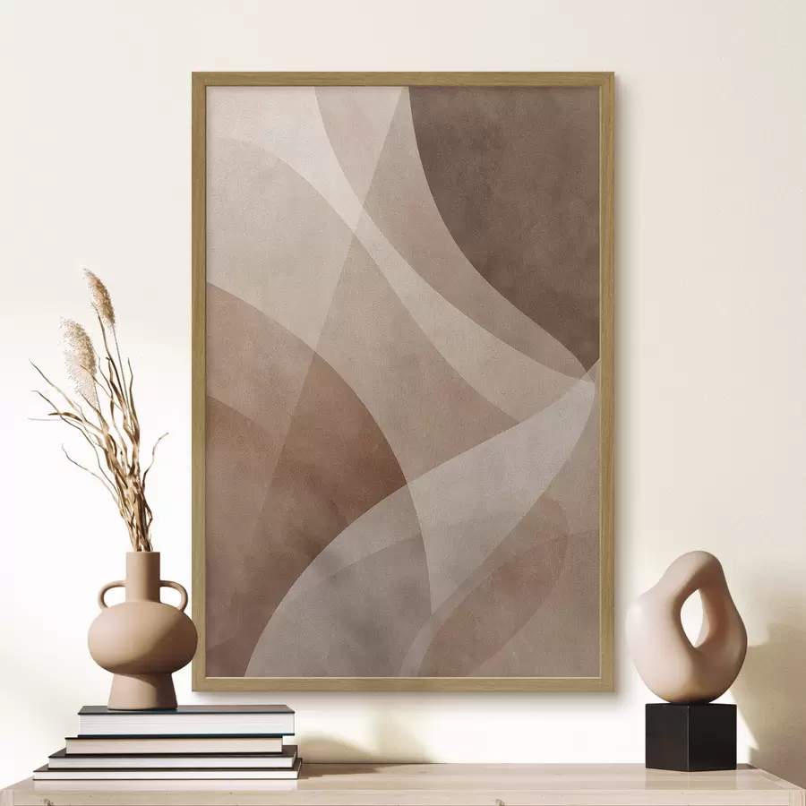 Papier peint photo vagues abstraites dans des tons chocolat f47948