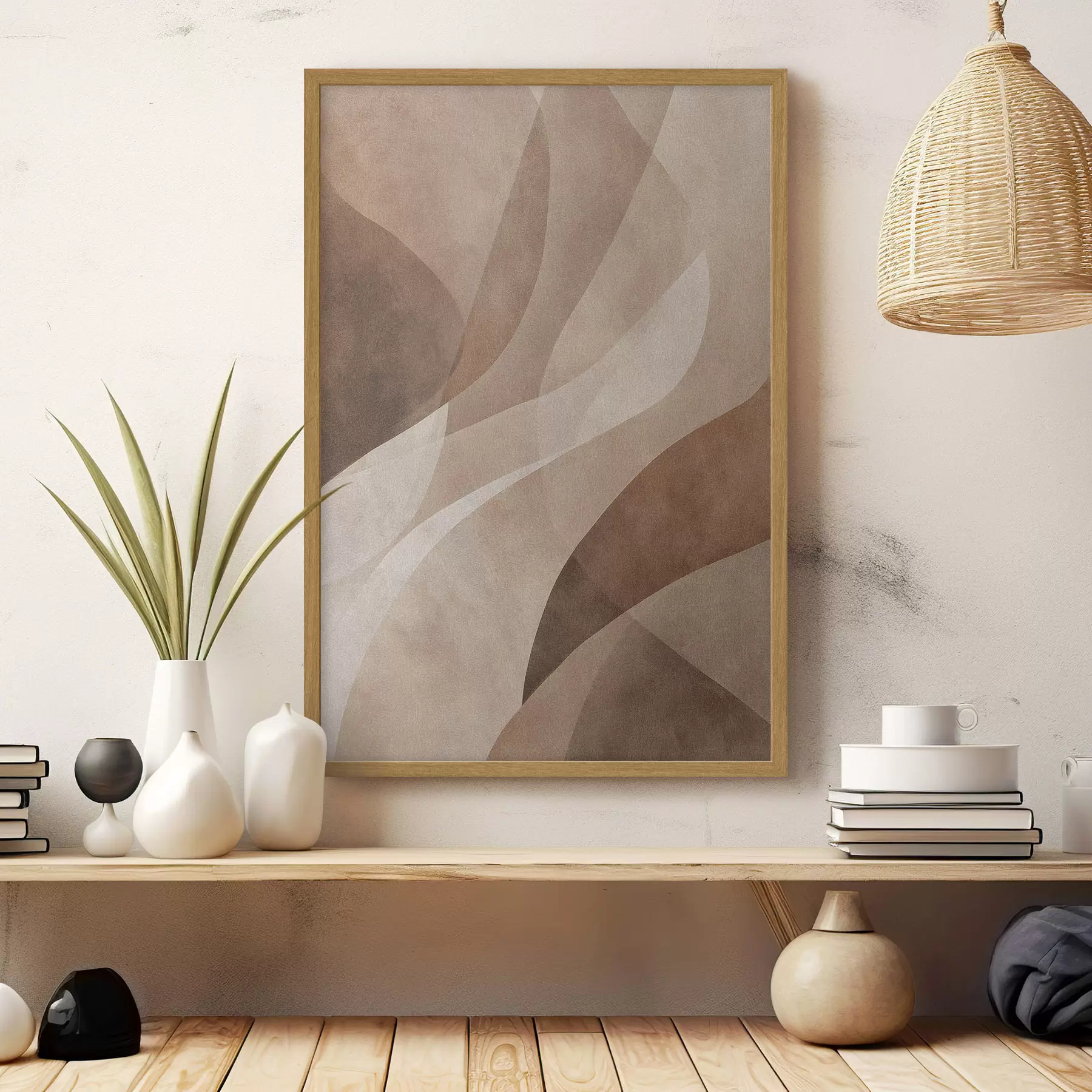 Papier peint photo vagues abstraites dans des tons chocolat f47949