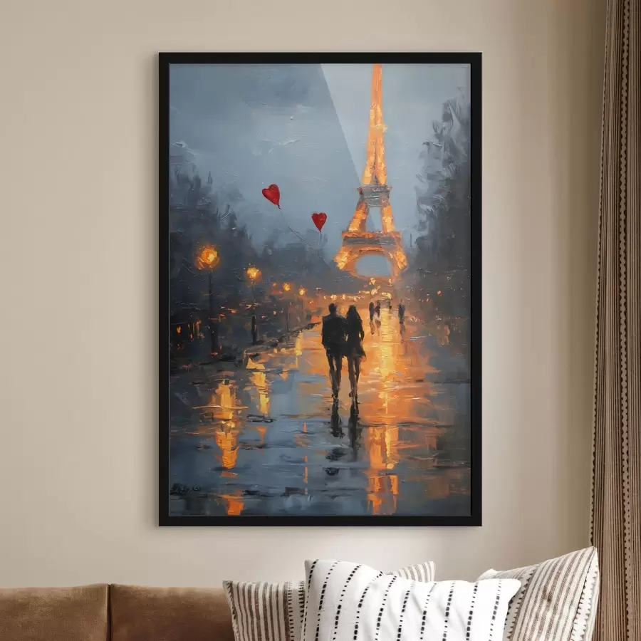 Papier peint photo Promenade romantique à Paris, style peinture à l'huile f47952