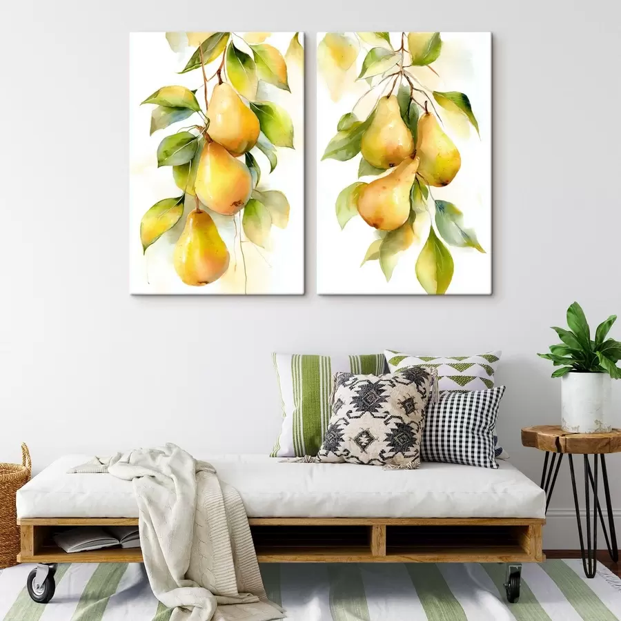  Peintures poires jaunes juteuses peintes à l'aquarelle m30088