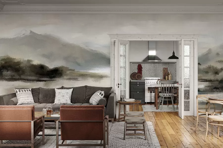 Fotobehang Geschilderde bergen w05248