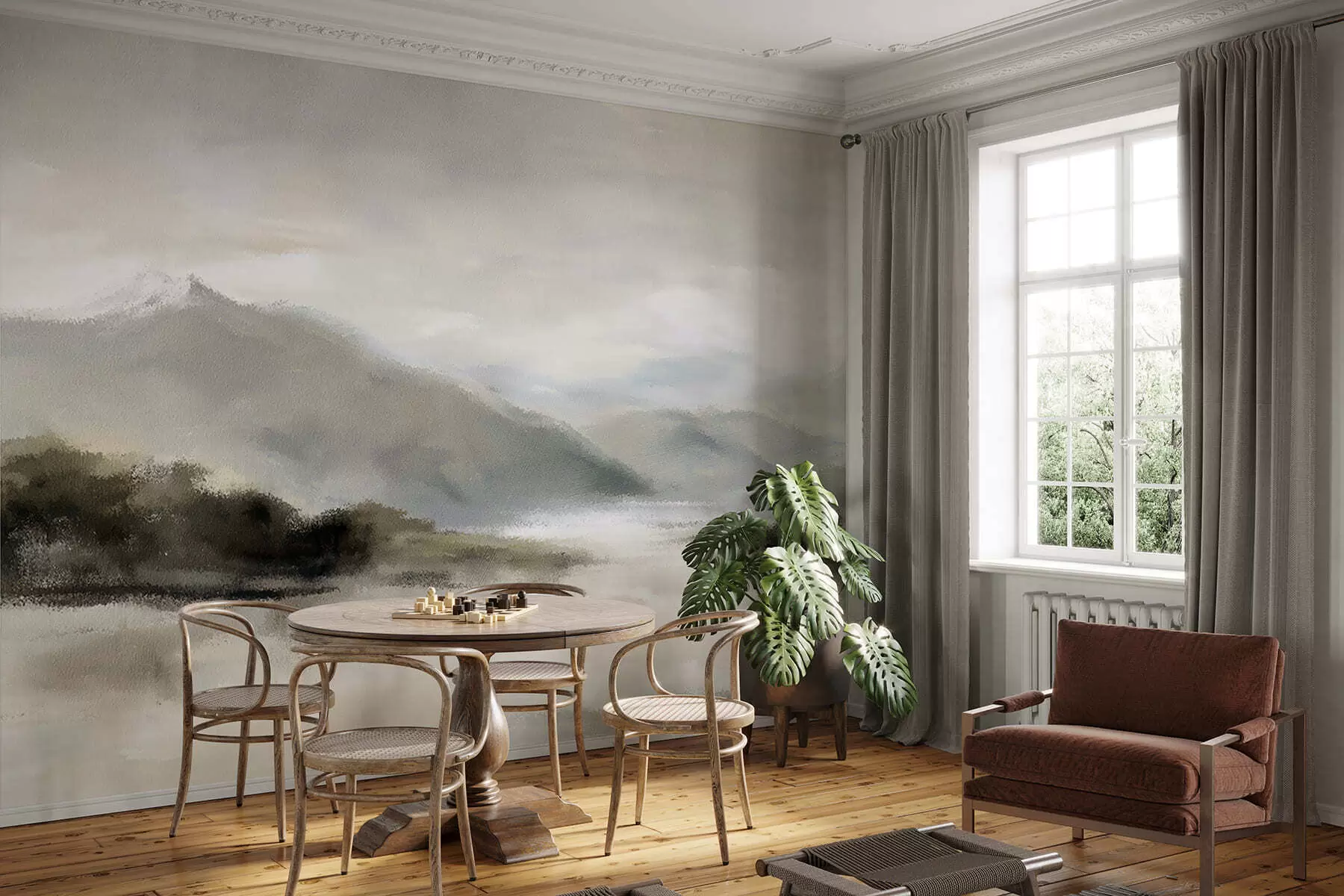 Fotobehang Geschilderde bergen w05248