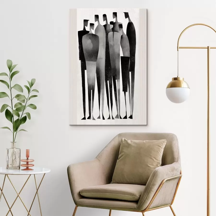  Schilderijen minimalistische langgerekte menselijke figuren die in een rij staan s48069