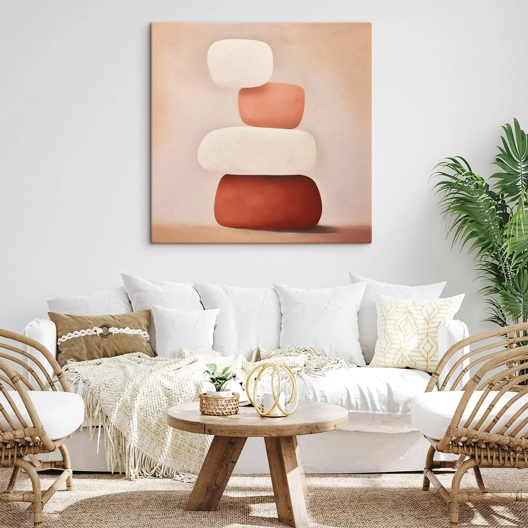  Schilderijen minimalistische abstracte compositie van gestapelde vormen s48076