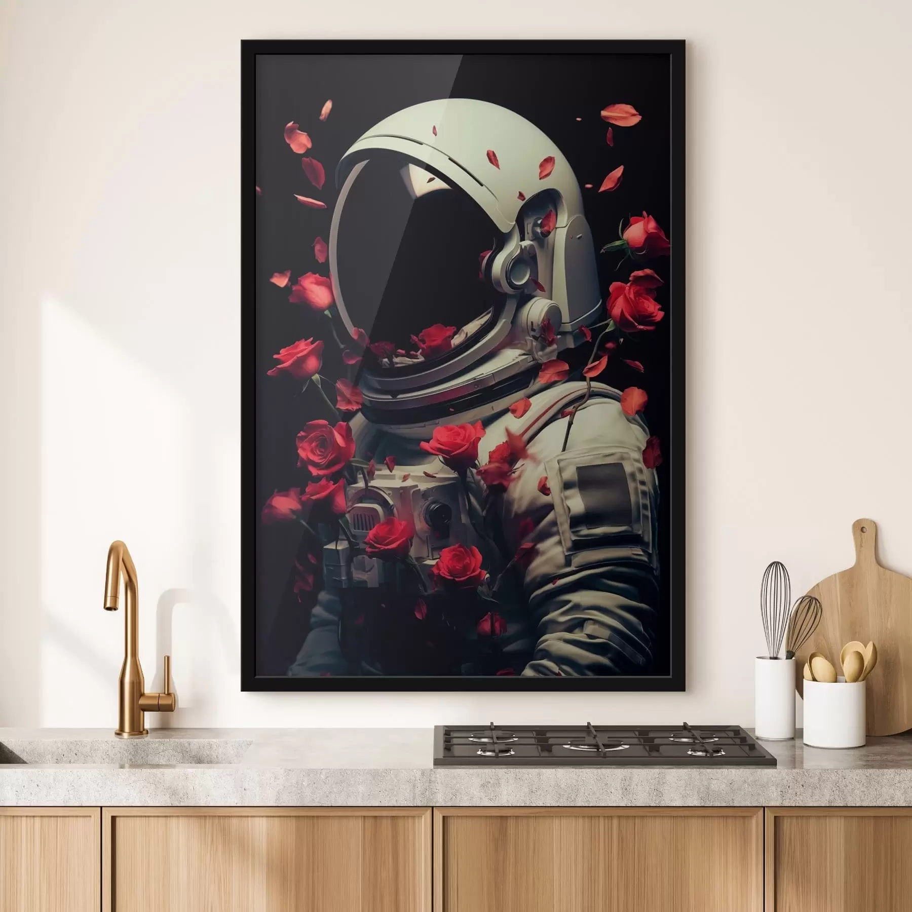 Papier peint photo portrait surréaliste d'un astronaute en combinaison spatiale blanche f48113