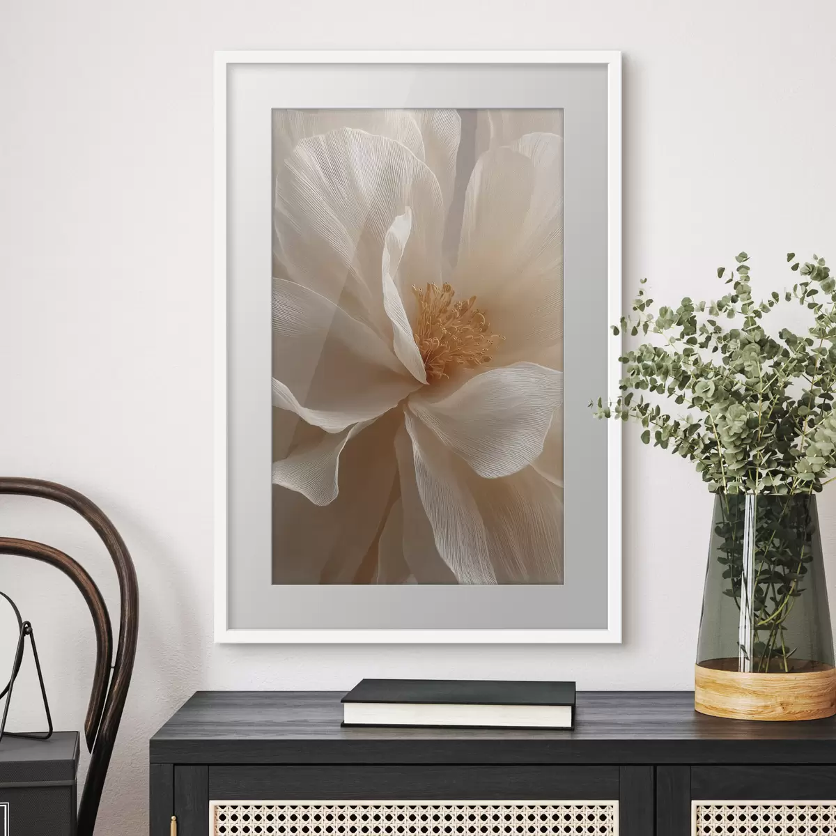 Poster macro bloemcompositie in warme  tinten f48120