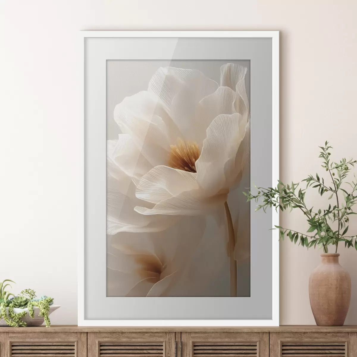 Affiche Composition florale macro dans des tons chauds f48121