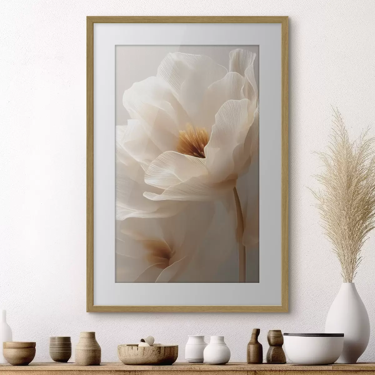 Affiche Composition florale macro dans des tons chauds f48121