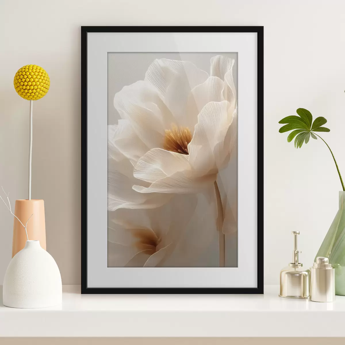Affiche Composition florale macro dans des tons chauds f48121