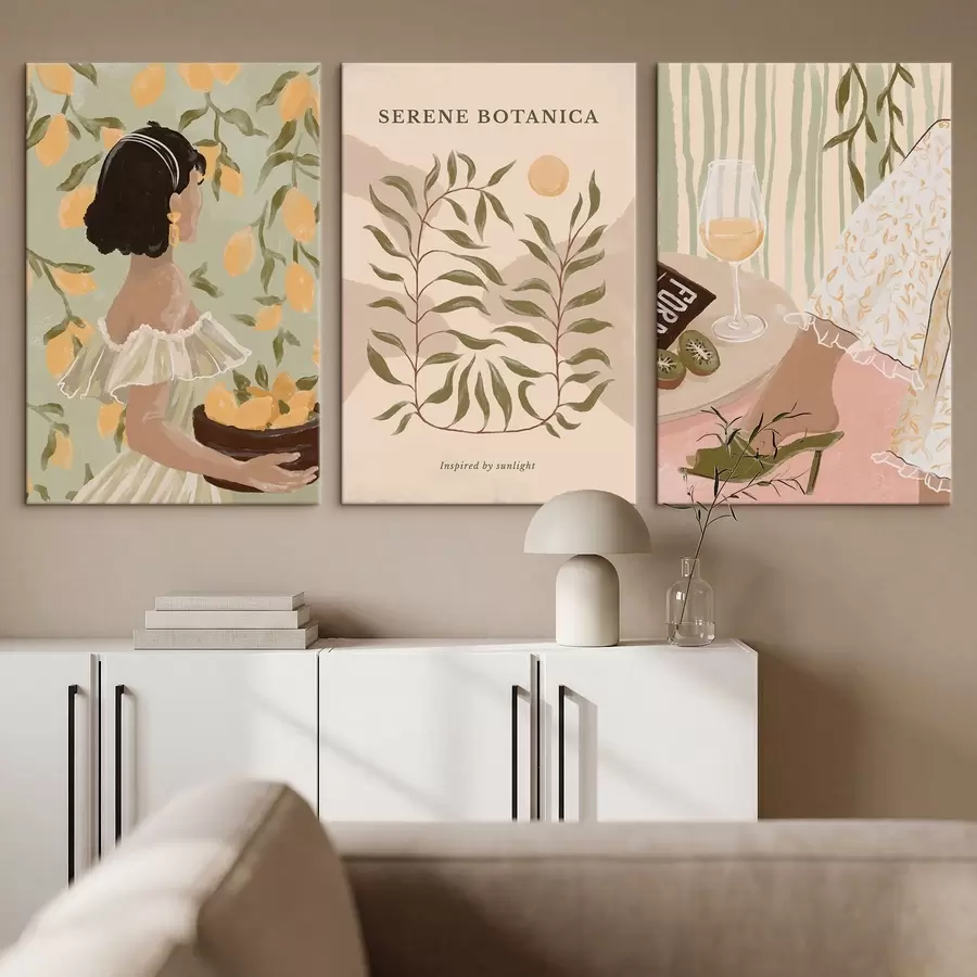  Peintures Femme avec des citrons, affiche et table m30098